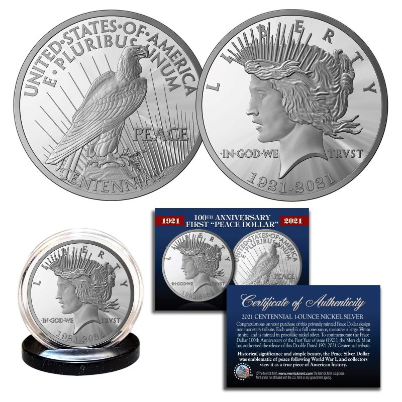 100th anniversary first year 1921 2021 peace dollar 1 ounce tribute 100269