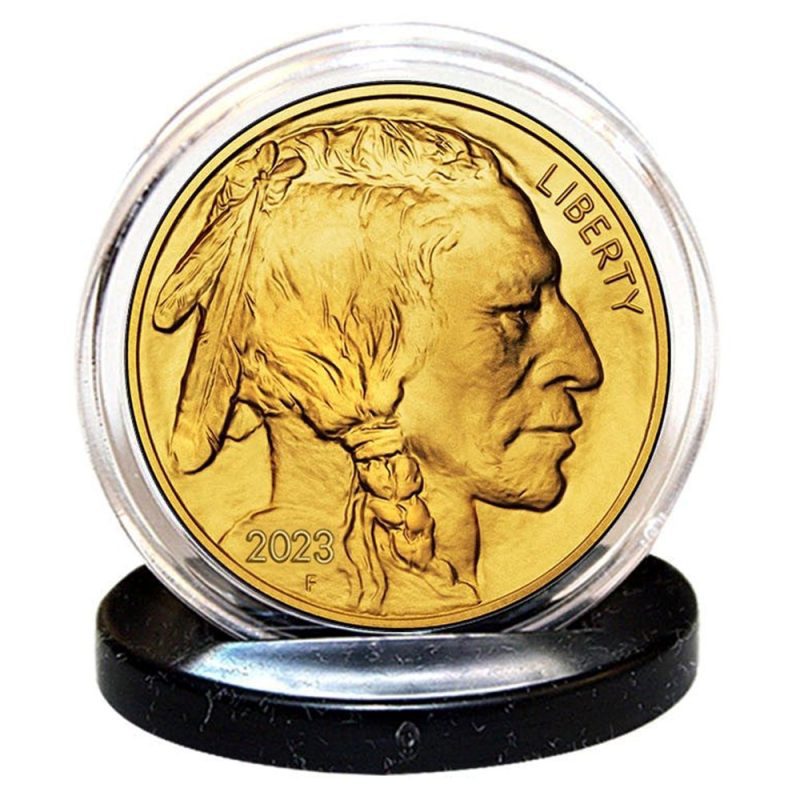 2023 24k gold clad 50 american gold buffalo indian head tribute coin 795222