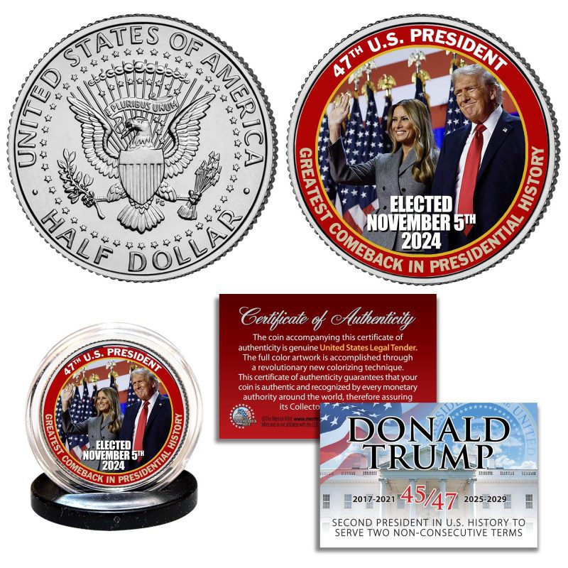 DONALDTRUMP MELANIAJFKHALFDOLLAR47THPRES.GREATESTCOMEBACKNOV5 24