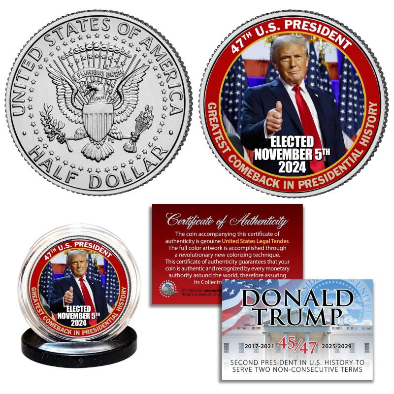 DONALDTRUMP THUMBSUP JFKHALFDOLLAR47THPRES.GREATESTCOMEBACKNOV.5 24