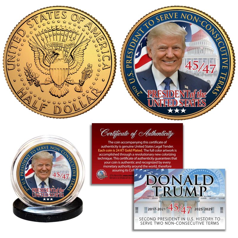 TrumpJFKCoin 45 47TwoTermsBorder GoldPlated 2