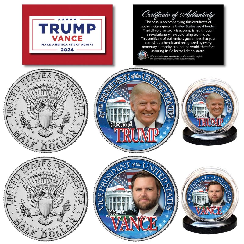 Trump Vance Blue Border JFK 2 Coin Set