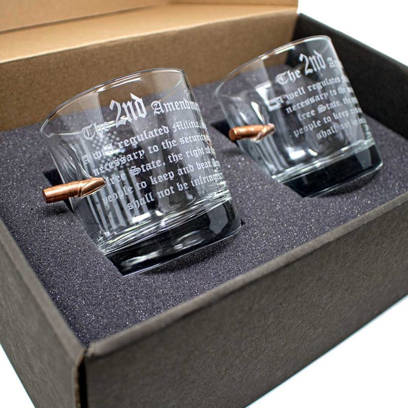 benshot second amendment rocks glass gift set