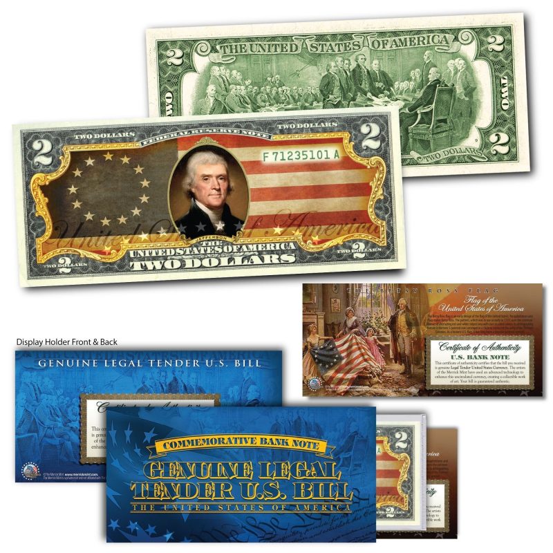 betsy ross flag genuine legal tender us 2 bill 625822