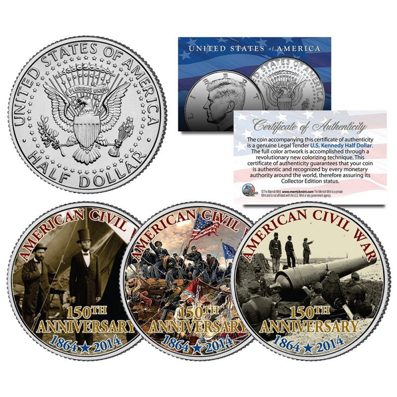 civil war authentic jfk half dollar coin set 425799