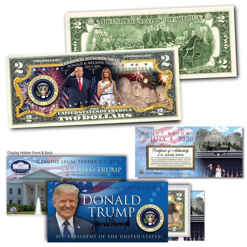 donald melania trump saluting july 4th genuine legal tender us 2 bill 252943