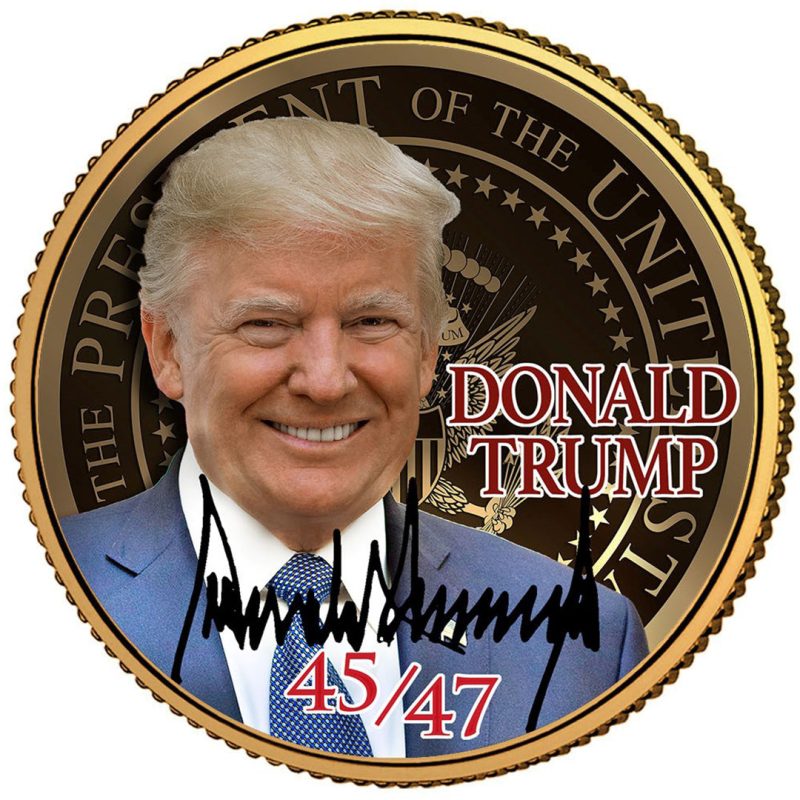 front of new gold coin