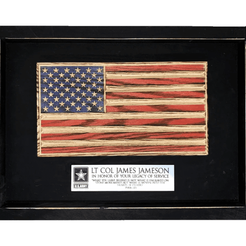 old glory desk flag framed black