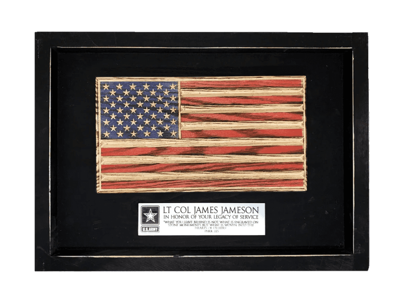 old glory desk flag framed black