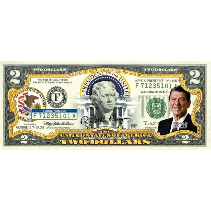 ronald reagan genuine legal tender us 2 bill 927937