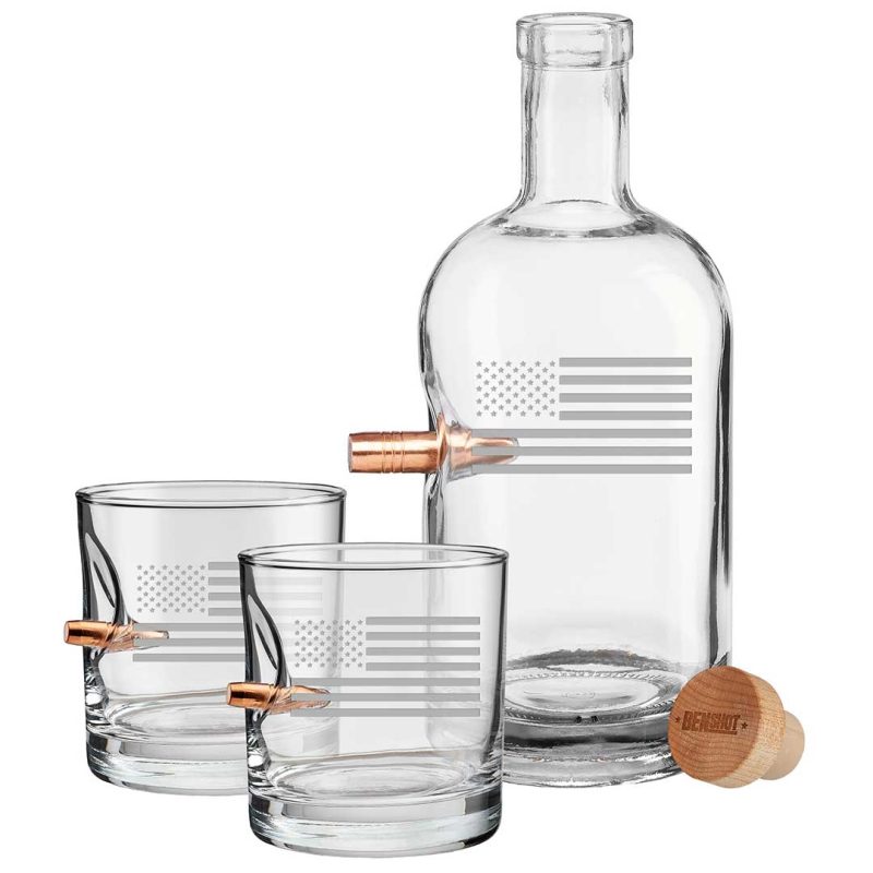 us flag decanter and two rocks glasses 536686