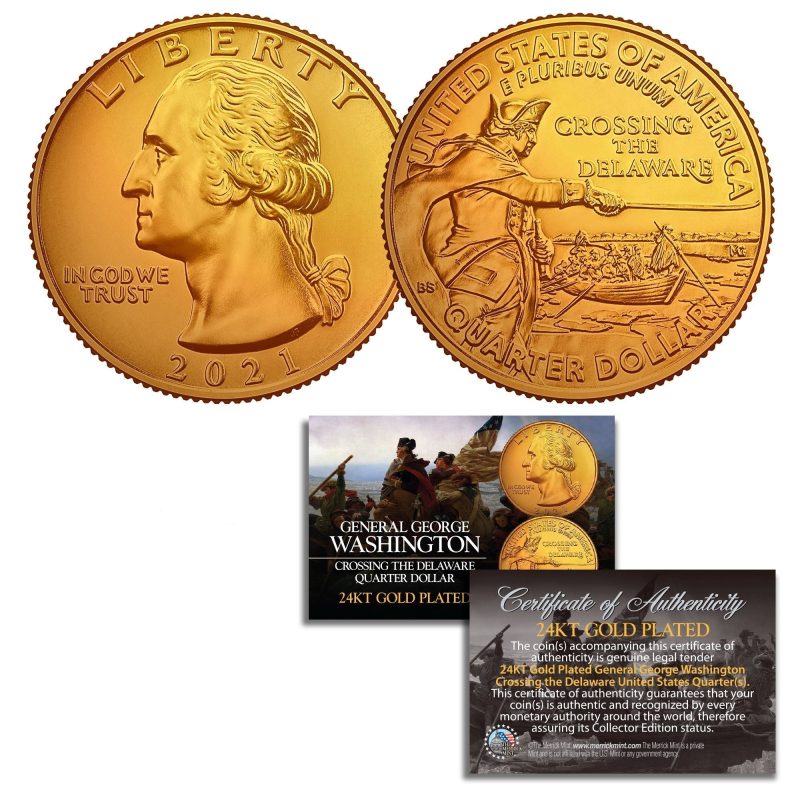 washington crossing delaware washington dc quarter 24k gold plated 889399